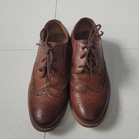 K Studio Boys Brown Hollow Out Lace Up Boys Draper Brogue Dress Shoes Size 35 - Picture 1 of 10